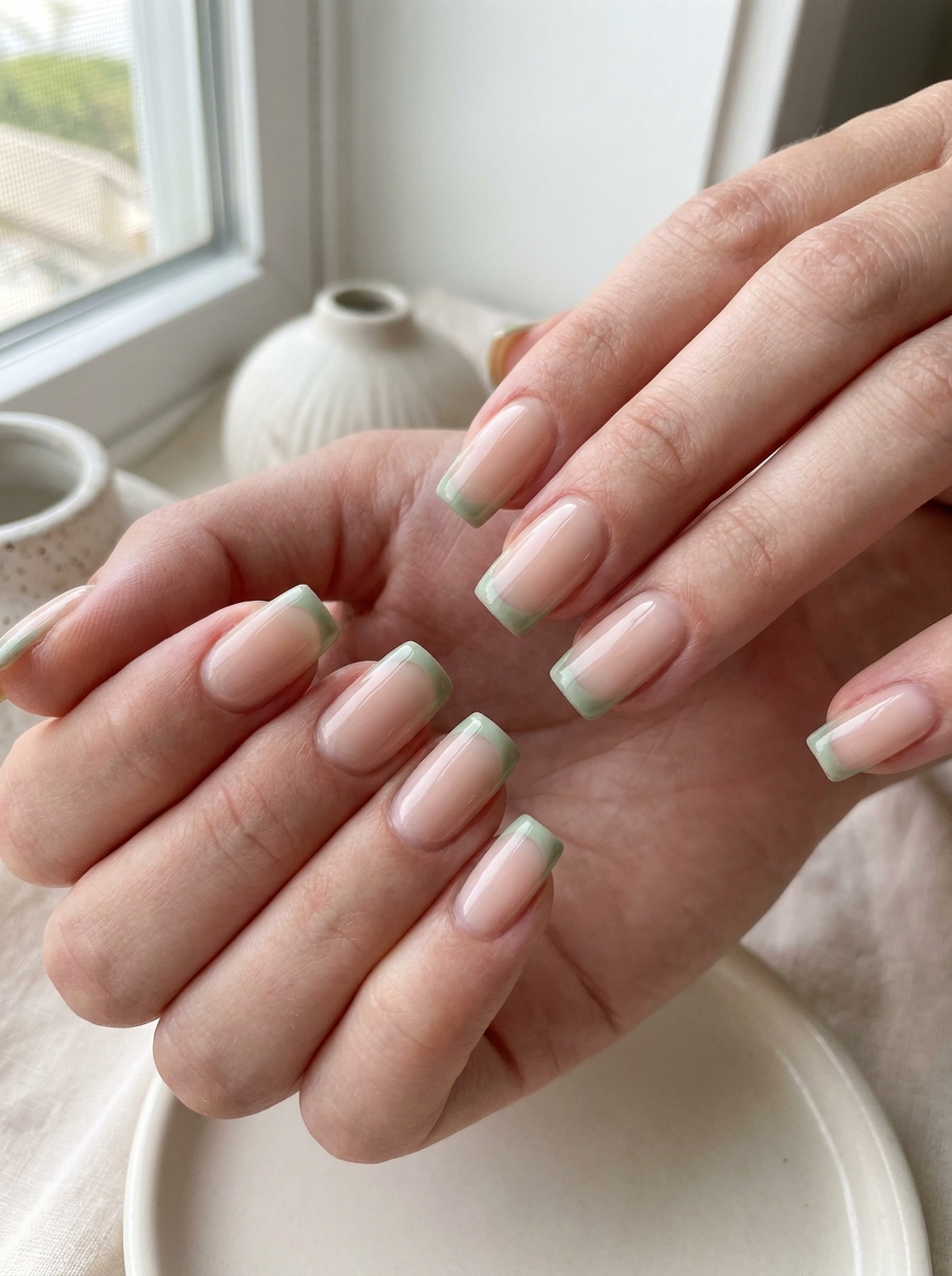 Colored Micro French Square Nails